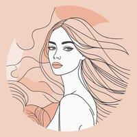 Woman line art portrait illustration design vector