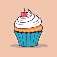 Groovy cupcake cartoon illustration design vector