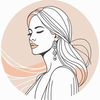 Woman line art portrait illustration design vector