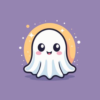 Friendly ghost cartoon with a big smile