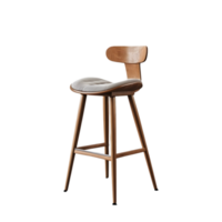 bar stool with wooden legs and seat on a transparent background png