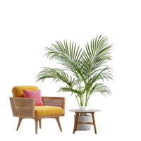 a chair and a plant on a table png