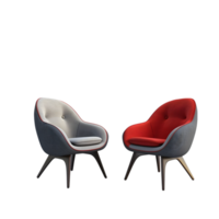 two chairs with red and gray upholstered seats png