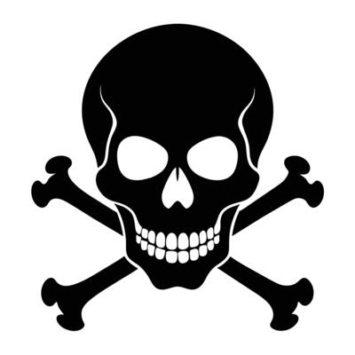 Silhouette of Skull and Bones, perfect for Halloween Decor, Party Invitations, Spooky Themed Events, Tattoo Designs, Gothic Art Prints, and Edgy Apparel