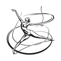 Rhythmic gymnastics on white background vector