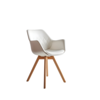 white chair with wooden legs on a transparent background png