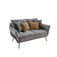 a grey couch with two pillows on it png