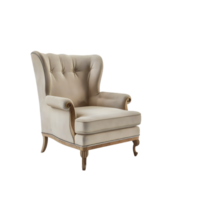 une chaise avec une blanc tapissé siège et bras png