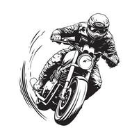 hombre montando motocicleta arte, iconos, y gráficos vector