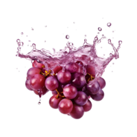 uvas con agua chapoteo en transparente antecedentes png