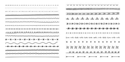 Line border and text design element. Set of hand drawn lines and dividers. doodle design elements. vector