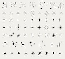 Retro futuristic sparkle icons collection. Set of star shapes. set of flat sparkling star illustration vector