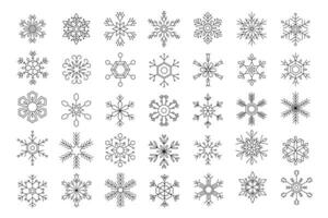 Snowflakes icons set. Cute snowflakes collection isolated on white background. Nice element for Christmas banner, cards. vector