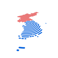 creativo carta geografica di unito Corea. politico carta geografica. seoul, pyongyang. unito Corea. capitale. mondo paesi mappe. spirale impronta digitale serie 3d, prospettiva, , trasparente sfondo png
