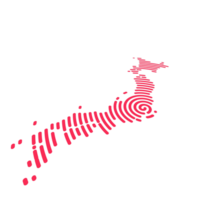 creativo mapa de Japón. político mapa. tokio capital. mundo países mapas serie. espiral huella dactilar serie negro 3d, perspectiva, , transparente antecedentes png