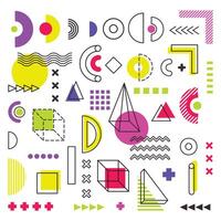 Set of geometric shapes. Memphis design, retro elements vector