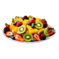 fruta salada com kiwi, morangos, bagas e manga png