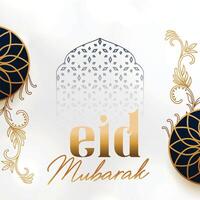 eid Mubarak con tipografía islámico antecedentes. vector