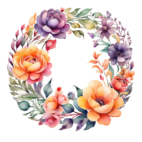 Watercolor Flower Round png