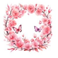 vattenfärg blomma runda png