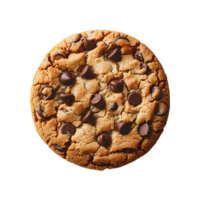 Chocolate chip cookie isolated Chocolate chip cookie top view isolated. Cookie and dough with chocolate pieces flat lay isolated png