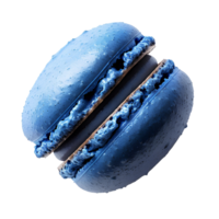 azul macaron . sabroso macaron postre aislado. azul macaron parte superior ver . macaron plano laico png