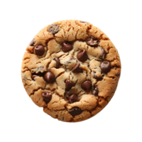 Chocolate chip cookie isolated Chocolate chip cookie top view isolated. Cookie and dough with chocolate pieces flat lay isolated png