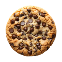 Chocolate chip cookie isolated Chocolate chip cookie top view isolated. Cookie and dough with chocolate pieces flat lay isolated png