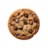 Chocolate chip cookie isolated Chocolate chip cookie top view isolated. Cookie and dough with chocolate pieces flat lay isolated png