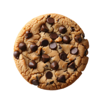 Chocolate chip cookie isolated Chocolate chip cookie top view isolated. Cookie and dough with chocolate pieces flat lay isolated png
