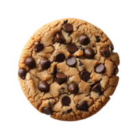 chocolate chip Galleta aislado chocolate chip Galleta parte superior ver aislado. Galleta y masa con chocolate piezas plano laico aislado png