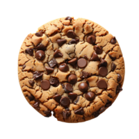 Chocolate chip cookie isolated Chocolate chip cookie top view isolated. Cookie and dough with chocolate pieces flat lay isolated png