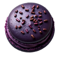 lila macaron . gott macaron efterrätt isolerat. lila macaron topp se . macaron platt lägga png