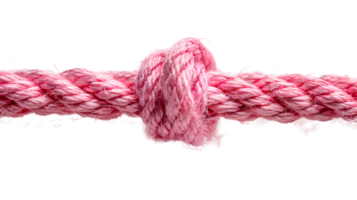 Pink rope with knot . Pink thick string with rope in the middle isolated. Shoe lace string . String top view . Pink rope flat lay png