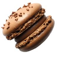 Brown macaron . Tasty macaron dessert isolated. Brown macaron top view . Macaron flat lay png