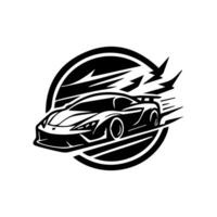 Sports car logo icon. Motor vehicle silhouette emblems. Auto garage dealership brand identity design elements. illustrations. vector