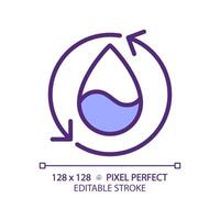 Reusing water RGB color icon. Water management. Reclaimed water. Circular economy. Renewable resource. Isolated illustration. Simple filled line drawing. Editable stroke. Pixel perfect vector