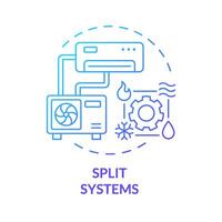 Split systems blue gradient concept icon. Outdoor and indoor units. Climate control. HVAC services. Round shape line illustration. Abstract idea. Graphic design. Easy to use in promotional material vector