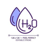 H2O RGB color icon. Chemical formula of water. Scientific symbol. Water composition. Molecular structure. Isolated illustration. Simple filled line drawing. Editable stroke. Pixel perfect vector