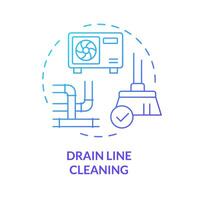 Drain line cleaning blue gradient concept icon. Clearing condensate drain. HVAC maintenance. Round shape line illustration. Abstract idea. Graphic design. Easy to use in promotional material vector