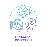 ventilador motor inspección azul degradado concepto icono. hvac sistema profesional servicio. regular chequeo. redondo forma línea ilustración. resumen idea. gráfico diseño. fácil a utilizar en promocional material vector