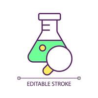 Reagents analysis RGB color icon. Chemical reaction monitoring. Chemistry lab research tools. Harmful substances. Isolated illustration. Simple filled line drawing. Editable stroke vector