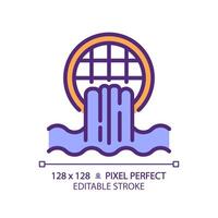 Storm drain RGB color icon. Wastewater runoff. Water management. Flood prevention. Urban infrastructure. Isolated illustration. Simple filled line drawing. Editable stroke. Pixel perfect vector