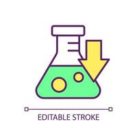 Chemical toxicity decrease RGB color icon. Toxic substances, hazardous materials. Ecological damage, reactants. Isolated illustration. Simple filled line drawing. Editable stroke vector