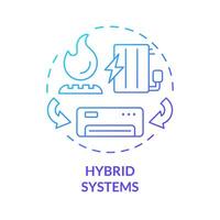 Hybrid systems blue gradient concept icon. Dual fuel system. Type of HVAC. Heating solution. Round shape line illustration. Abstract idea. Graphic design. Easy to use in promotional material vector