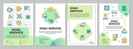 HVAC maintenance green circle brochure template. Leaflet design with linear icons. Editable 4 layouts for presentation, annual reports vector