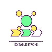 Synthesis catalysis RGB color icon. Chemical reaction. Catalyst development. Synthetic methods, chemistry. Isolated illustration. Simple filled line drawing. Editable stroke vector