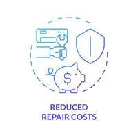 Reduced repair costs blue gradient concept icon. Cost effective service. HVAC maintenance. Round shape line illustration. Abstract idea. Graphic design. Easy to use in promotional material vector