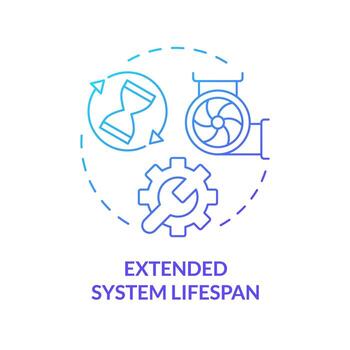 Extended system lifespan blue gradient concept icon. HVAC system care. Preventive maintenance. Round shape line illustration. Abstract idea. Graphic design. Easy to use in promotional material vector