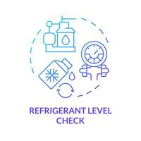 refrigerante nivel cheque azul degradado concepto icono. aire acondicionamiento. calefacción y enfriamiento sistema. redondo forma línea ilustración. resumen idea. gráfico diseño. fácil a utilizar en promocional material vector